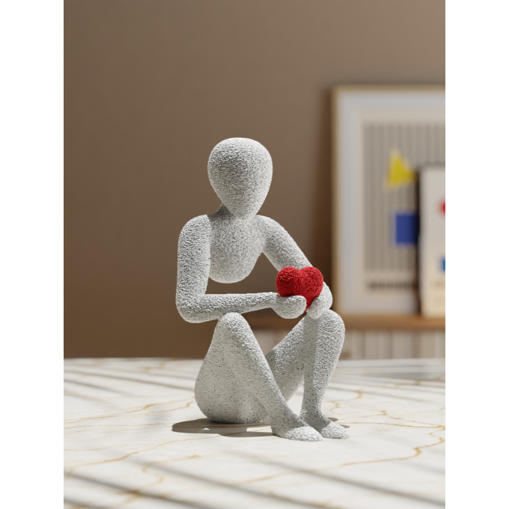 Decoratief beeldje met hart – Minimalistische cadeau-idee uit 3D-print – Modern beeldje