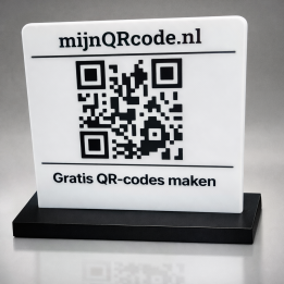 QR-codebord op Maat met Tafelstandaard – 3D-geprint Bordje met URL en Eigen Tekst