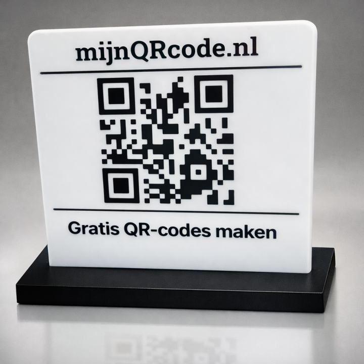 QR-codebord op Maat met Tafelstandaard – 3D-geprint Bordje met URL en Eigen Tekst