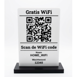 WiFi QR-codebord op Maat met Tafelstandaard – 3D-geprint Bordje voor Eenvoudig Inloggen