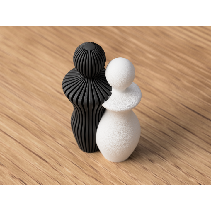Beeld Koppel Man en Vrouw – Abstract Minimalistisch 3D-geprint Beeldje, 14 of 20 cm