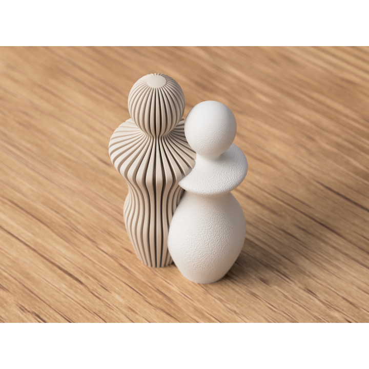 Beeld Koppel Man en Vrouw – Abstract Minimalistisch 3D-geprint Beeldje, 14 of 20 cm