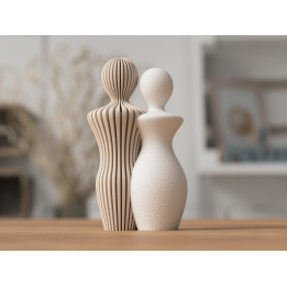 Beeld Koppel Man en Vrouw – Abstract Minimalistisch 3D-geprint Beeldje, 14 of 20 cm