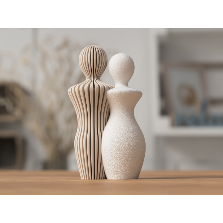 Beeld Koppel Man en Vrouw – Abstract Minimalistisch 3D-geprint Beeldje, 14 of 20 cm