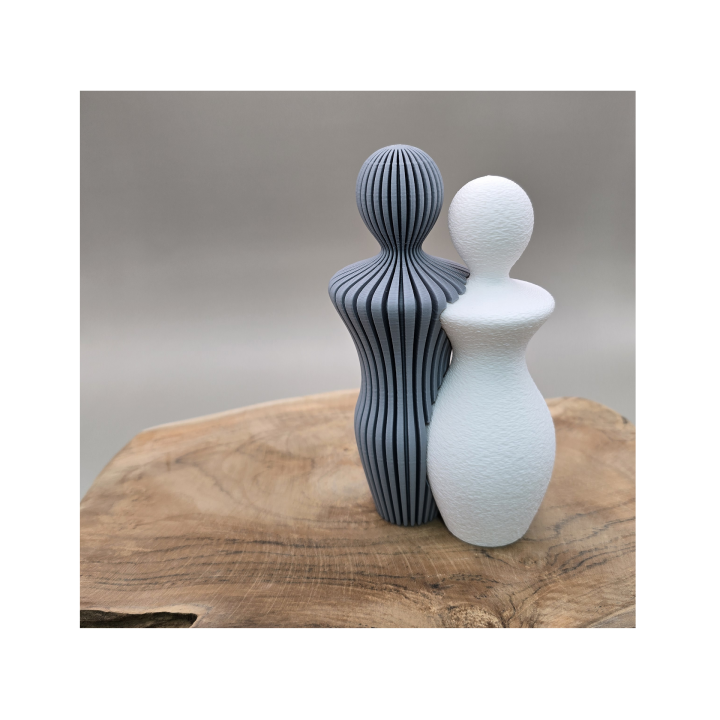 Beeld Koppel Man en Vrouw – Abstract Minimalistisch 3D-geprint Beeldje, 14 of 20 cm